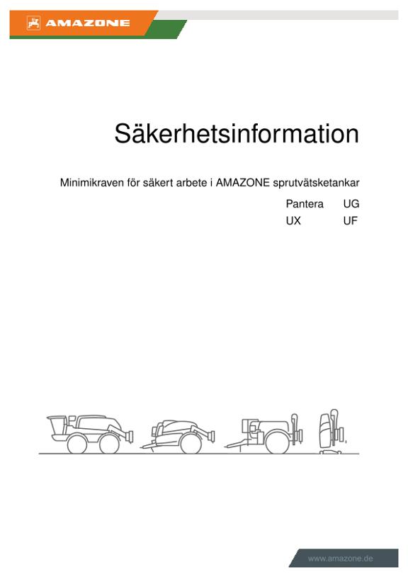 Säkerhetsinformation Minimikraven för säkert arbete i AMAZONE sprutvätsketankar