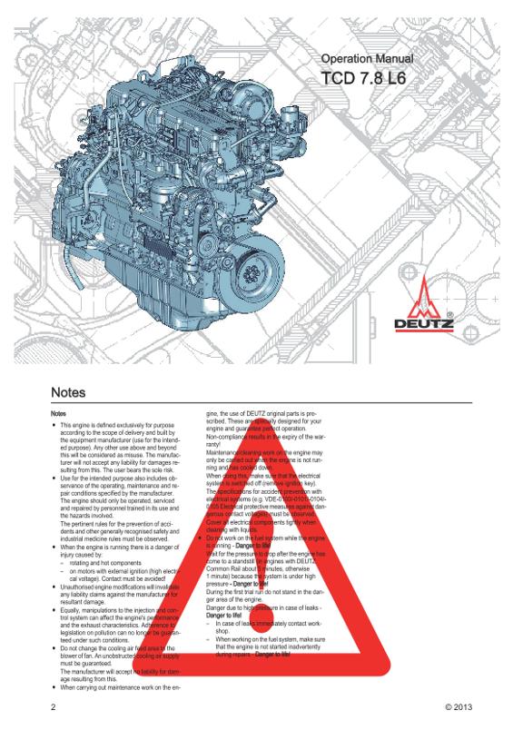 Operation manual Deutz TCD 7.8 L6 EU 3
