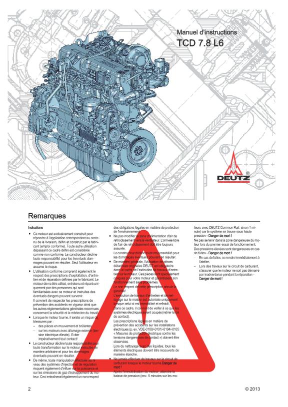 Notice d'utilisation Deutz TCD 7.8 L6 EU 3