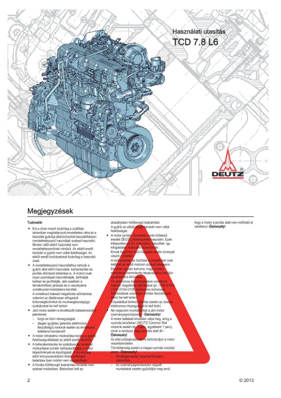 Kezelési útmutató Deutz TCD 7.8 L6 EU 3