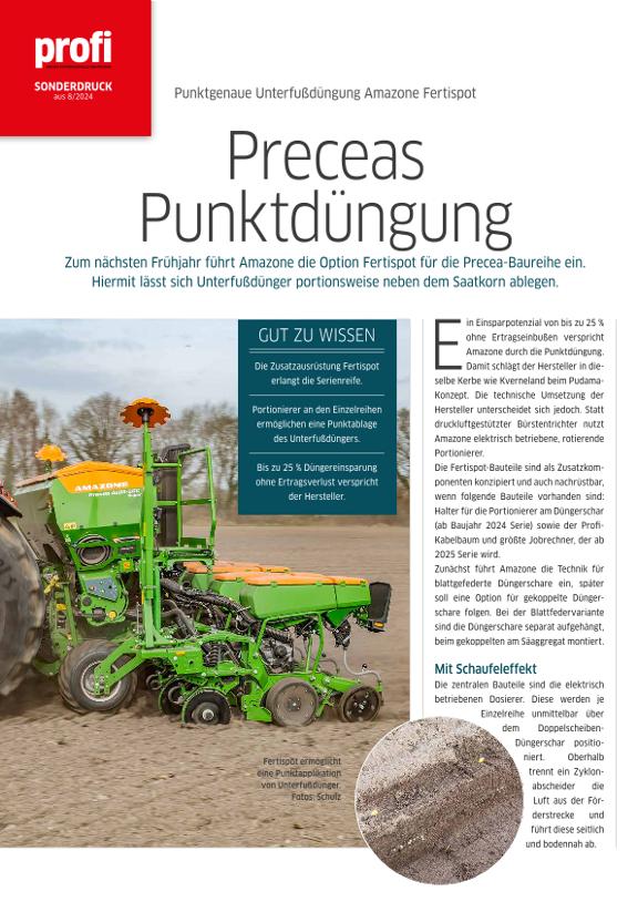 profi Sonderdruck "FertiSpot - Preceas punktgenaue Unterfußdüngung" 08/2024