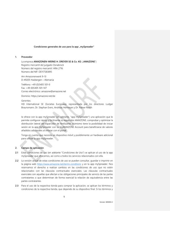 Terms of Use mySpreader APP