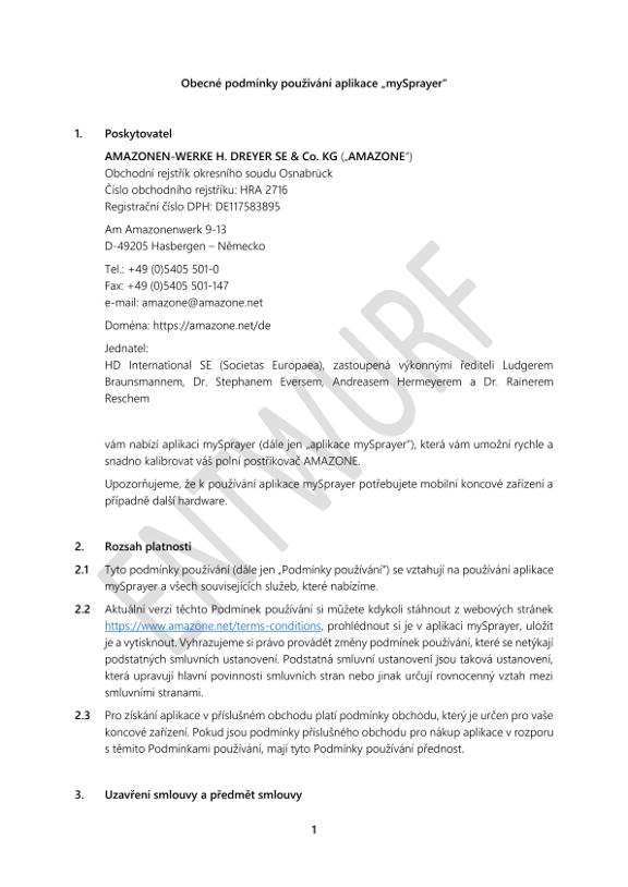 Terms of Use mySprayer APP