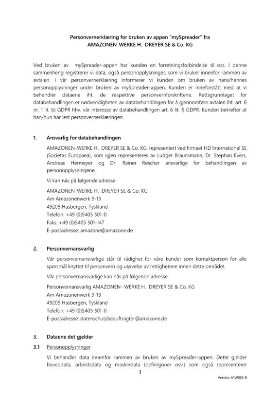 Privacy Policy mySpreader APP
