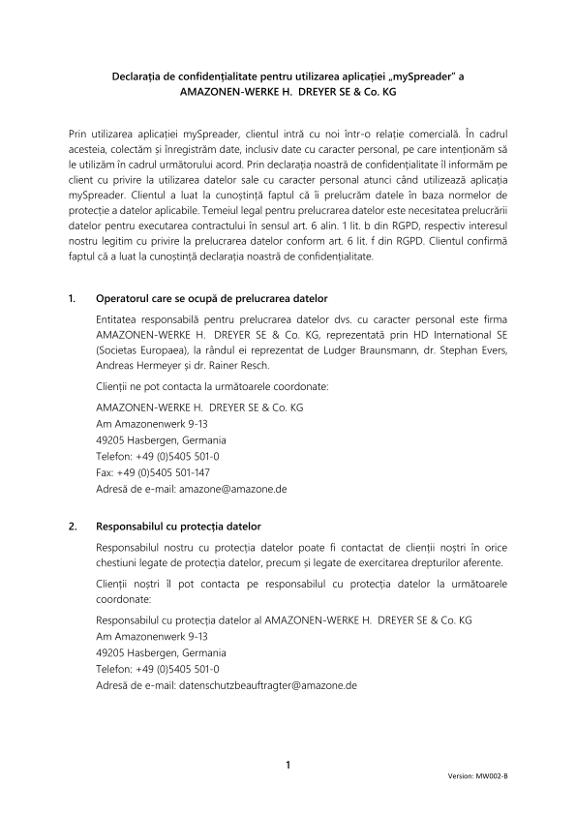Privacy Policy mySpreader APP