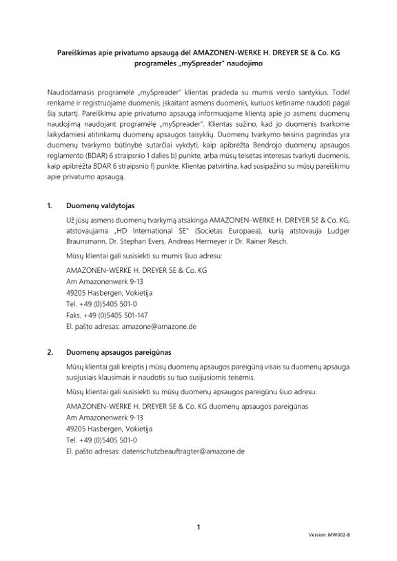 Privacy Policy mySpreader APP