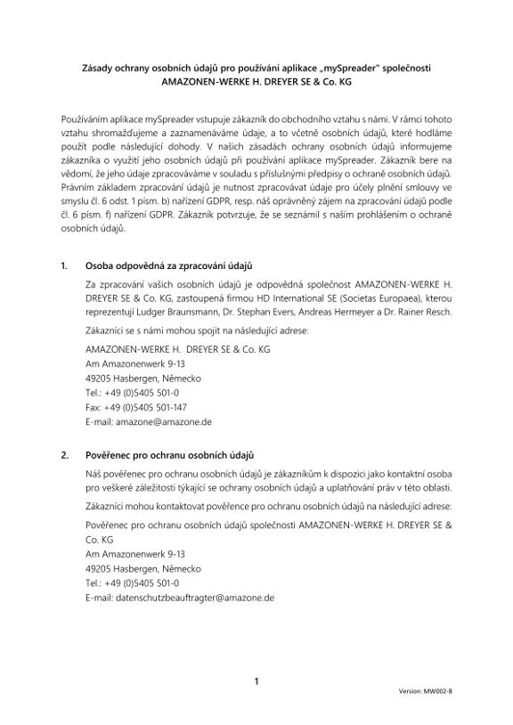 Privacy Policy mySpreader APP