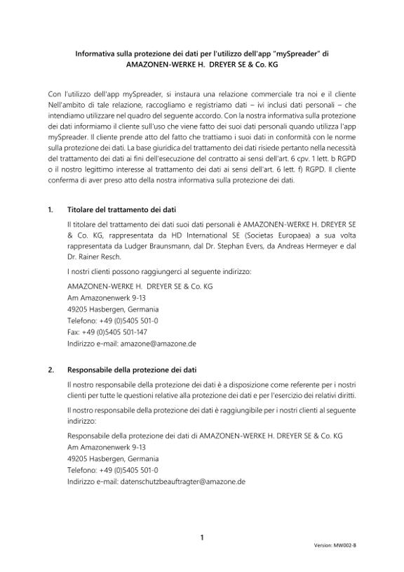 Privacy Policy mySpreader APP