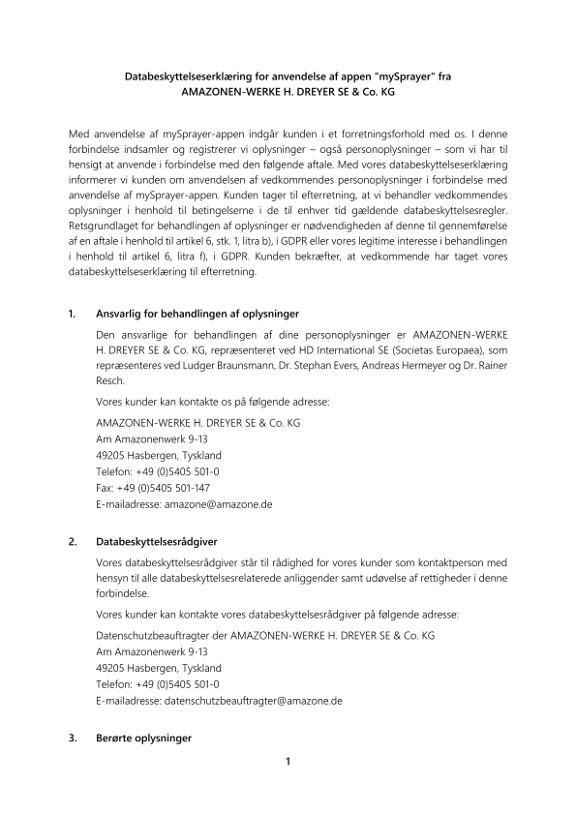 Privacy Policy mySprayer APP