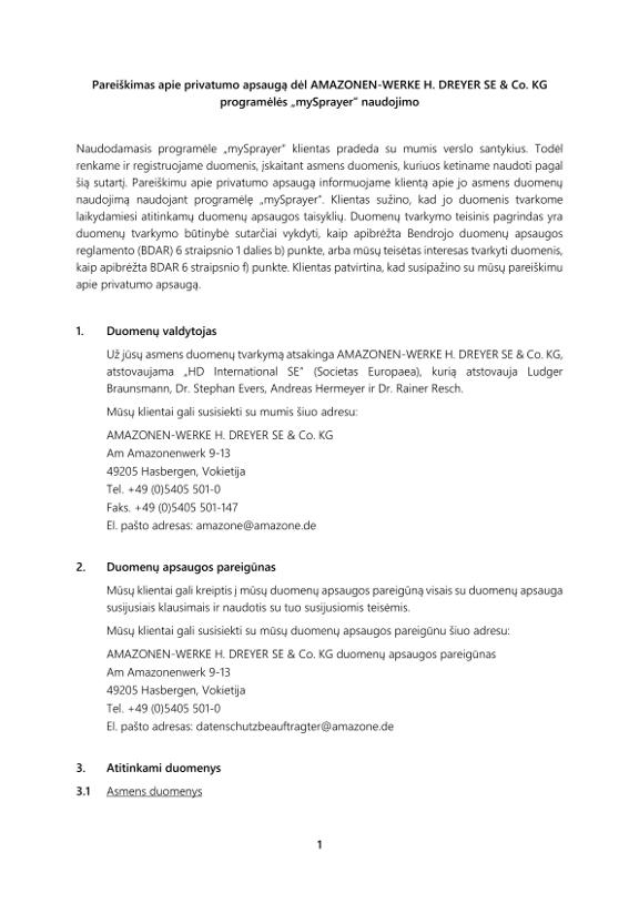 Privacy Policy mySprayer APP