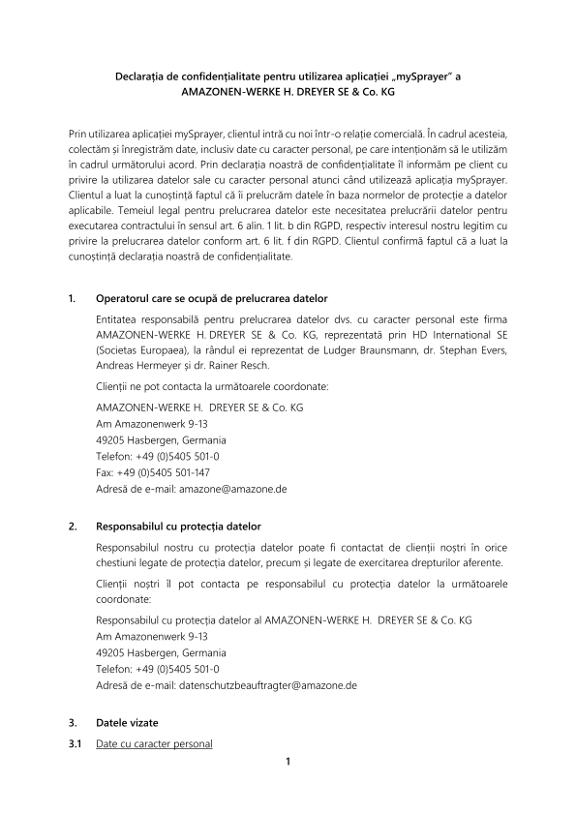 Privacy Policy mySprayer APP