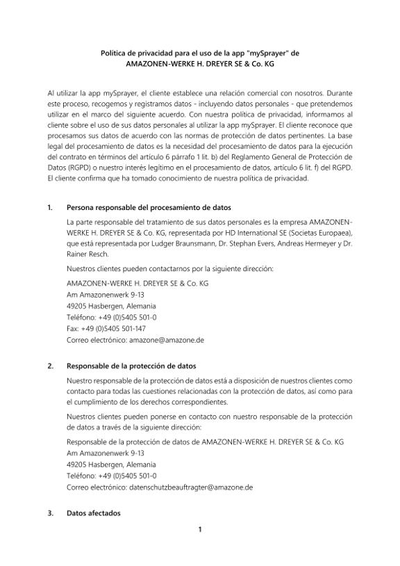 Privacy Policy mySprayer APP