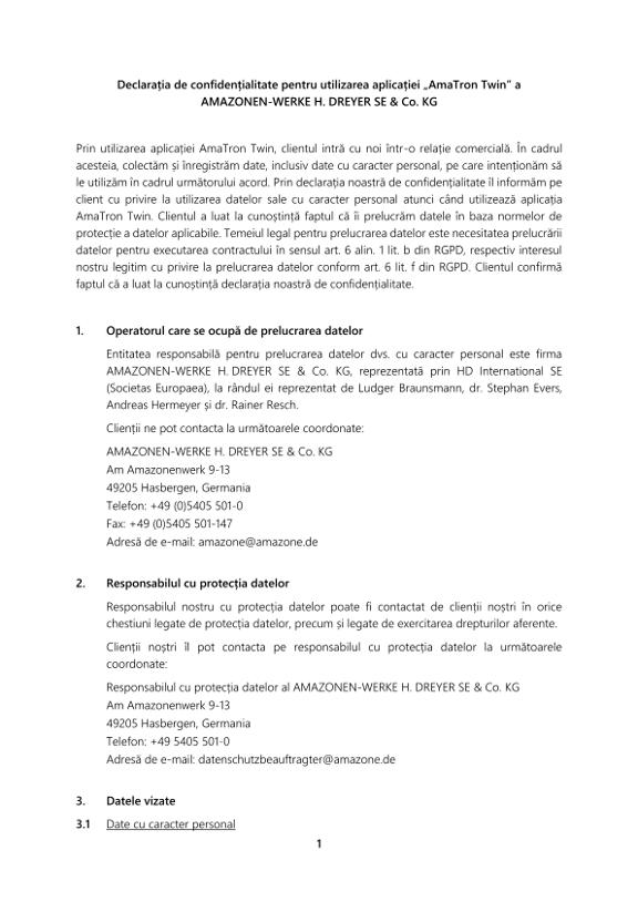 Privacy Policy AmaTron Twin APP