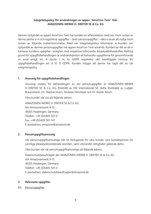 Privacy Policy AmaTron Twin APP