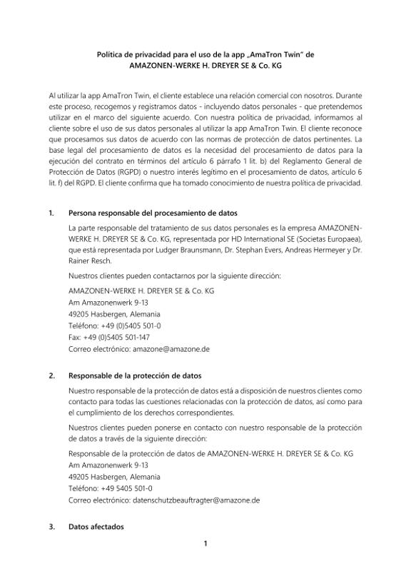 Privacy Policy AmaTron Twin APP