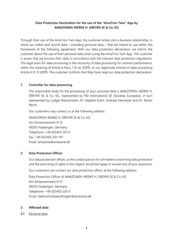 Privacy Policy AmaTron Twin APP