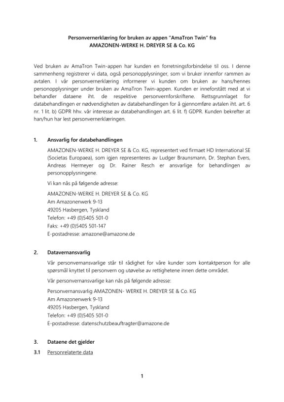 Privacy Policy AmaTron Twin APP