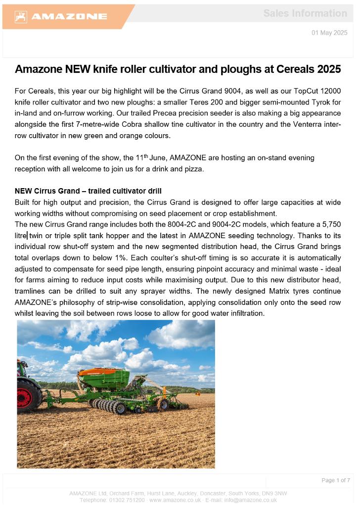 Presse Information - Cereals 2025 - PI202505
