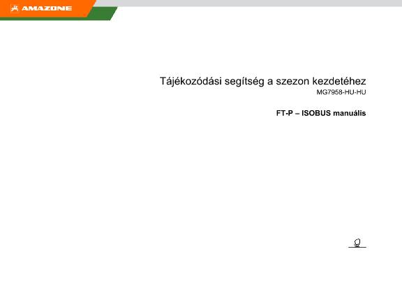 Tájékozódási segítség a szezon kezdetéhez FTP-ISOBUS manuális