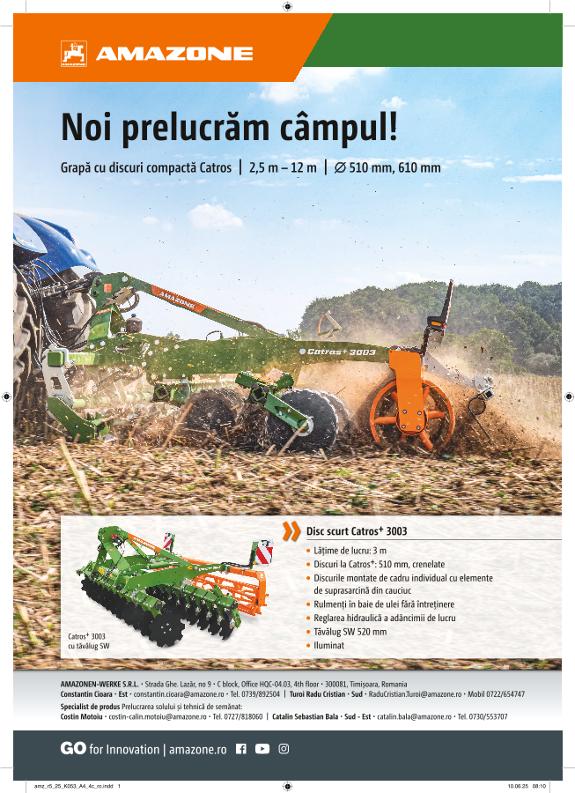 Anzeige Catros „Noi prelucrăm câmpul!“, A4, 4c, ro