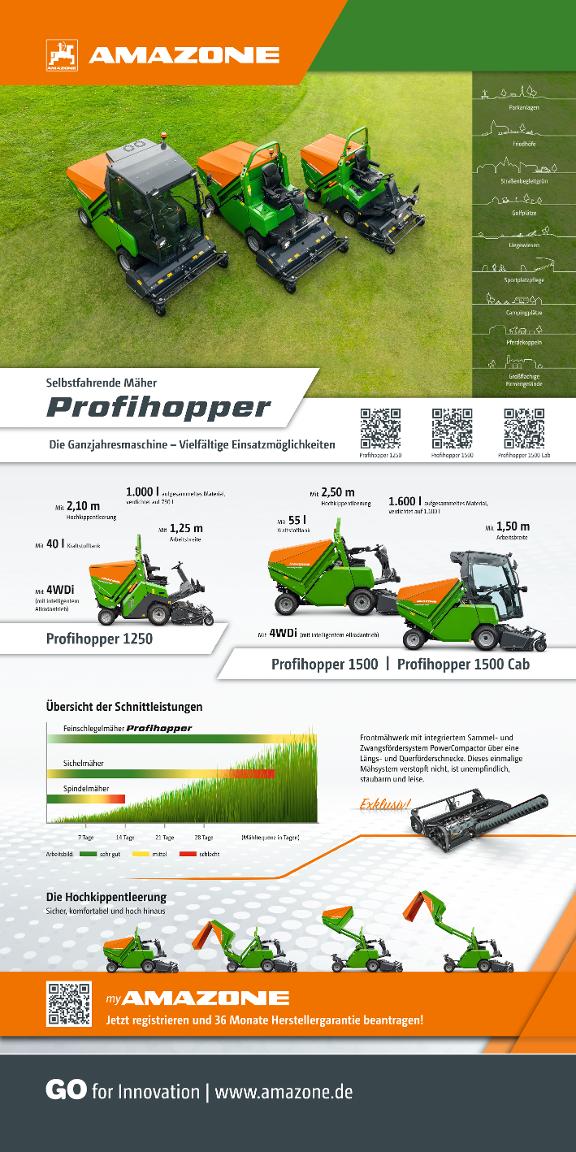 Roll-Up „Selbstfahrende Mäher Profihopper / Self-propelled mowers Profihopper“, 1000 x 2000 mm, de, en