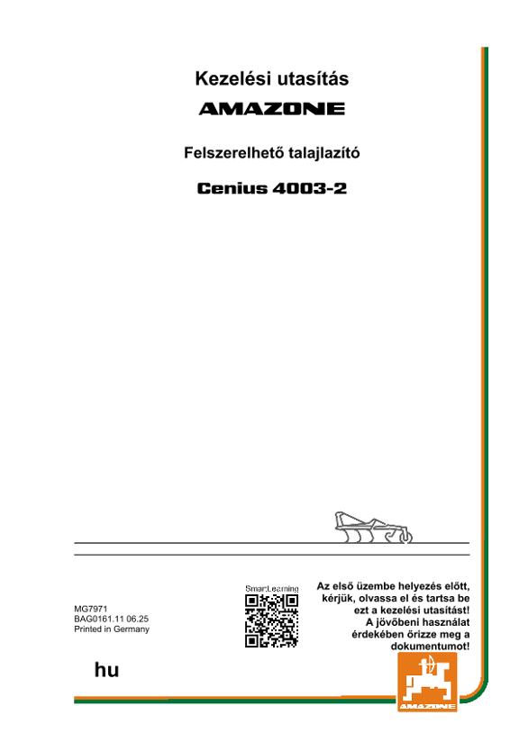 Kezelési útmutató CENIUS 4003-2 SUPER/SPECIAL