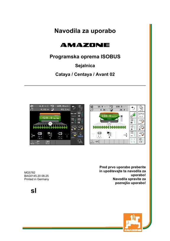 Navodila za uporabo ISOBUS SOFTWARE CATAYA/CENTAYA/AVANT02