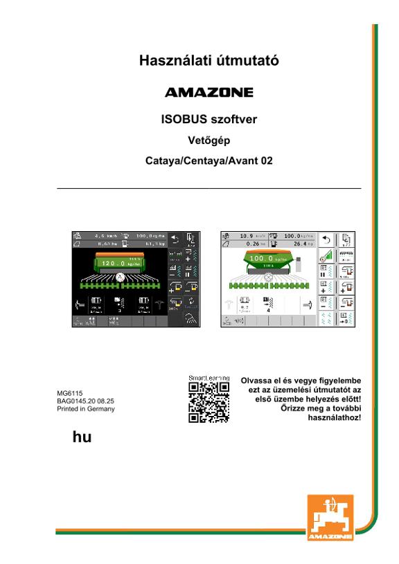 Kezelési útmutató ISOBUS SZOFTVER CATAYA/CENTAYA/AVANT02