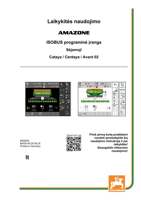 Naudojimo instrukcija ISOBUS SOFTWARE CATAYA/CENTAYA/AVANT02