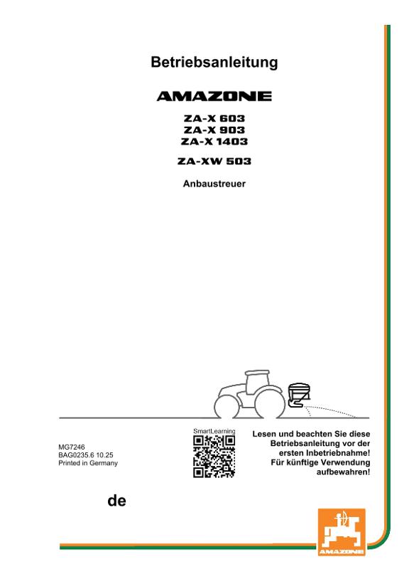 Betriebsanleitung ZA-X 603 903 1403, ZA-XW503