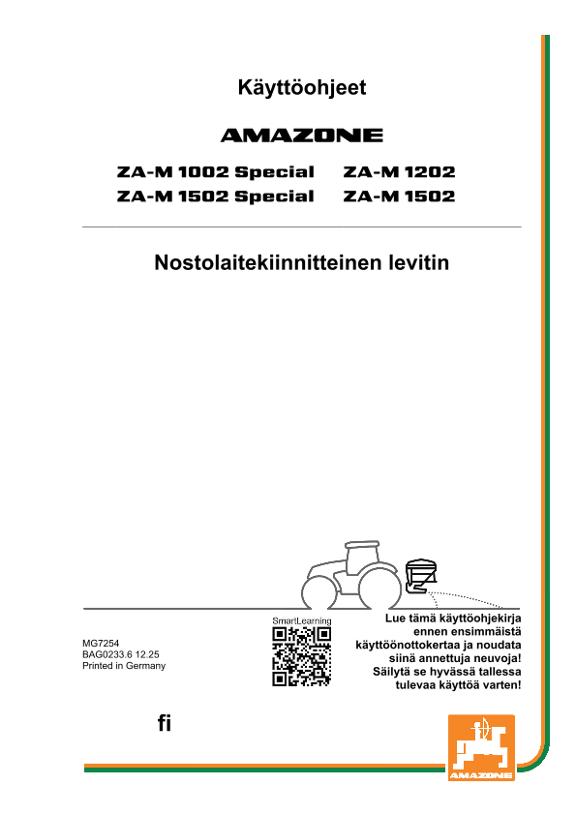 Käyttöohje ZA-M 10/12/1502 SPECIAL