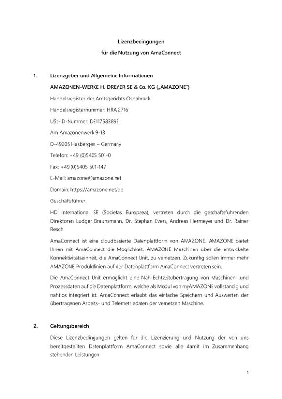 Lizenzbedingungen AmaConnect DE