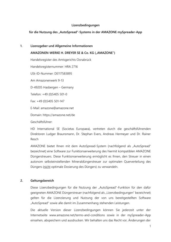 Lizenzbedingungen AutoSpread DE