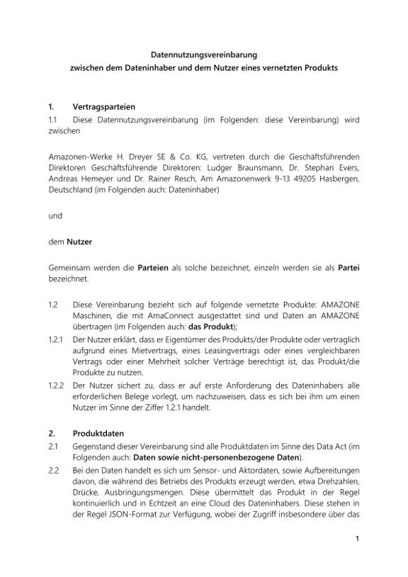 Datennutzungsvereinbarung AmaConnect DE