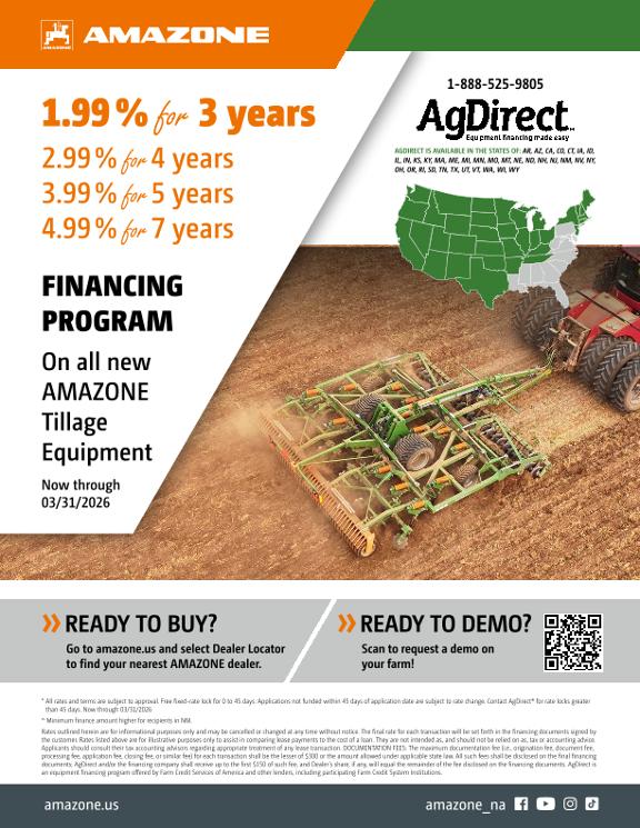 Advertisement "Financing programm AMAZONE Tillage Equipment" (USA)