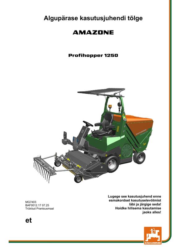 Kasutusjuhend Profihopper 1250 et