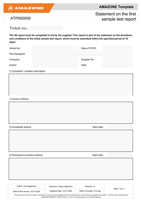 Statement on the first sample test report