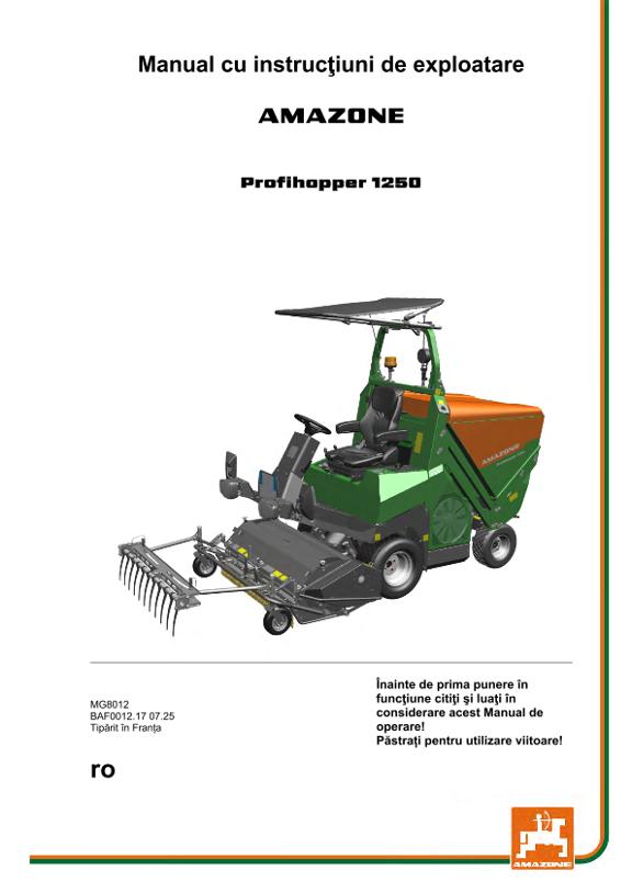 Instrucțiuni de utilizare Profihopper 1250 ro