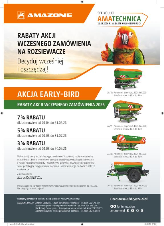 Anzeige „AKCJA EARLY-BIRD“ AMATECHNICA, A4, 4c, pl