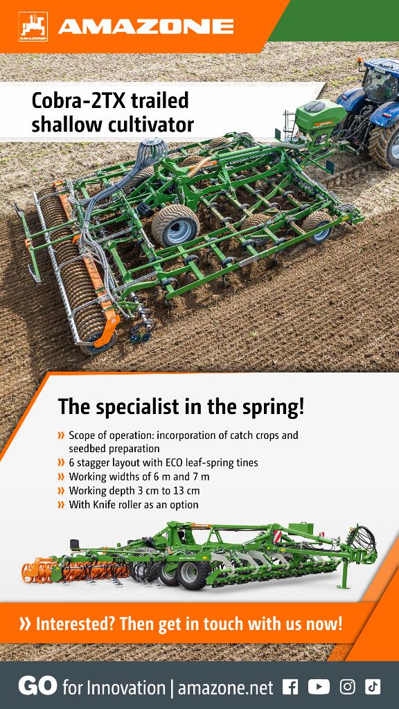 EhatsApp Advertisement „Cobra-2TX trailed shallow cultivator", 1080x1920 pix, rgb, en
