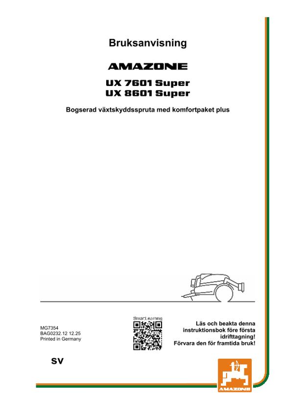 Bruksanvisning UX 7601, 8601 ; mit Comfort-Paket plus ; UX1