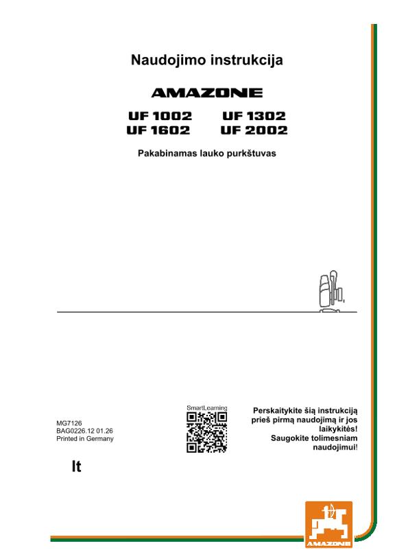 Naudojimo instrukcija UF 1002, 1302, 1602, 2002; UF2