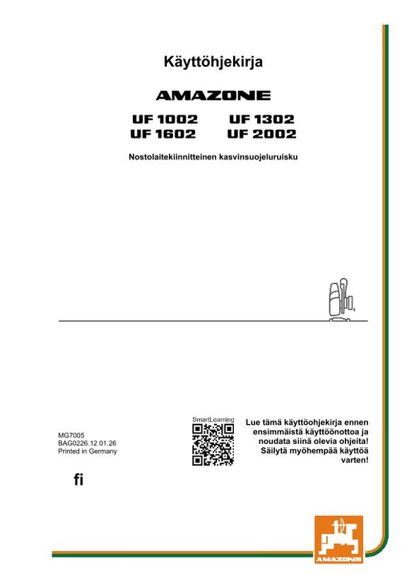 Käyttöohje UF 1002, 1302, 1602, 2002; UF2