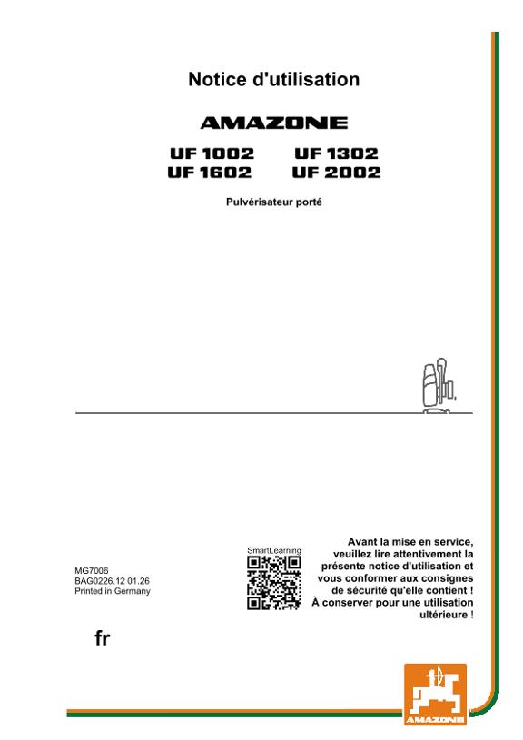 Notice d’utilisation UF 1002, 1302, 1602, 2002; UF2