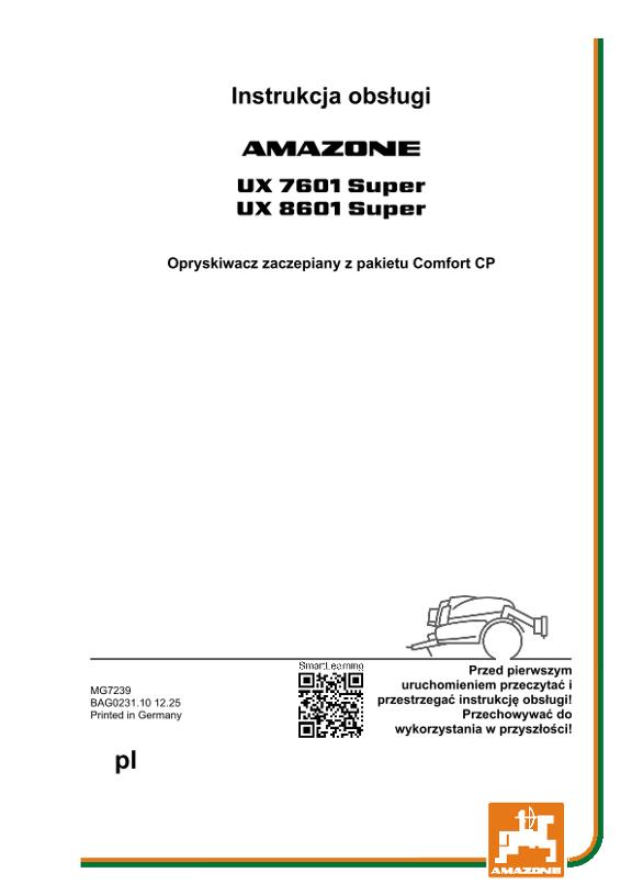 Instrukcje obsługi UX 7601, 8601; mit Comfort-Paket ; UX1