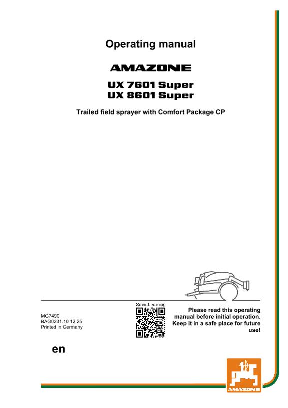 Operating manual UX 7601, 8601; mit Comfort-Paket ; UX1
