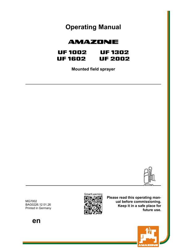 Operating manual UF 1002, 1302, 1602, 2002; UF2