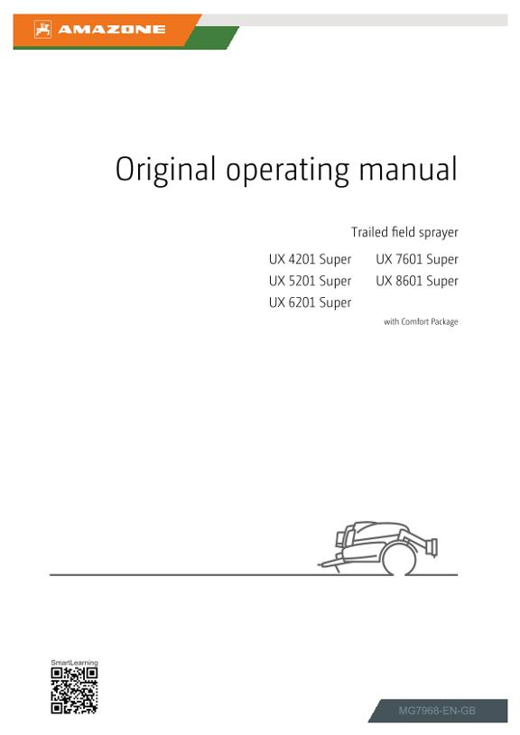 Operating manual UX 4201, 5201, 6201, 7601, 8601; Super mit Comfort-Paket