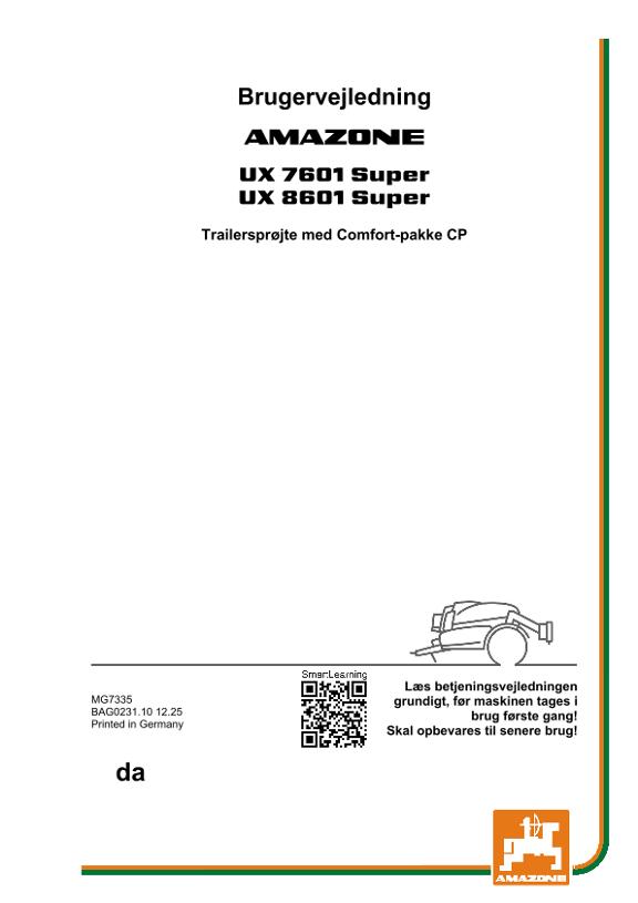 Brugsanvisning UX 7601, 8601; mit Comfort-Paket ; UX1