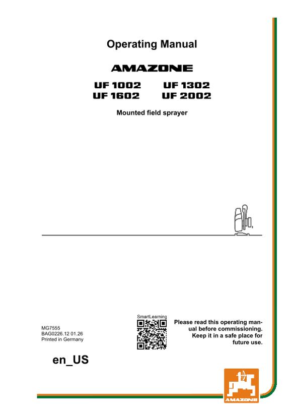 Operating manual UF 1002, 1302, 1602, 2002; UF2
